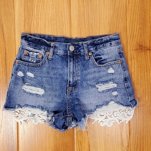 AEROPOSTALE HIGH RISE DENIM SHORTS - Picture 1 of 6